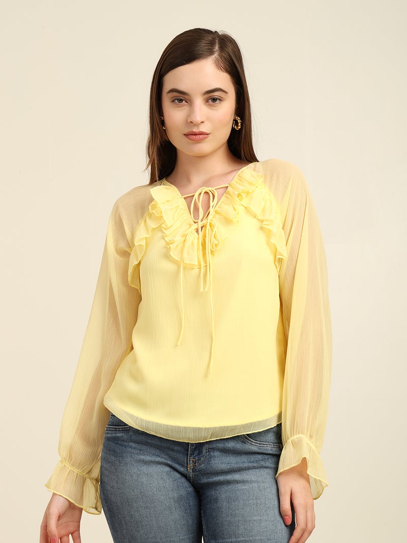 7OUNCE Chiffon Top for Women - Yellow - Image 1